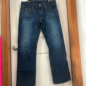 True Religion Men's Medium-Dark Blue Straight Leg Jeans Size 36